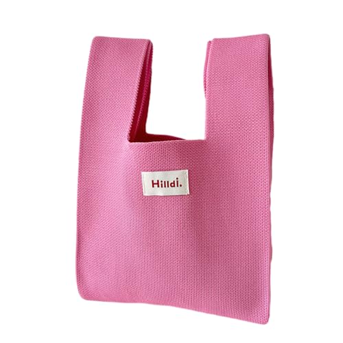 BEBIKR Unterarmtaschen für Damen, Häkeltasche, einfarbig, Stricktasche, vielseitige Handtasche, Handy-Tasche für Mädchen, Frauen, große Kapazität, trendige Tasche, hot pink von BEBIKR