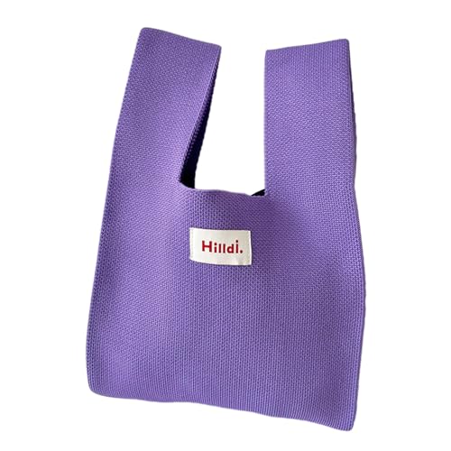 BEBIKR Unterarmtaschen für Damen, Häkeltasche, einfarbig, Stricktasche, vielseitige Handtasche, Handy-Tasche für Mädchen, Frauen, große Kapazität, trendige Tasche, violett von BEBIKR