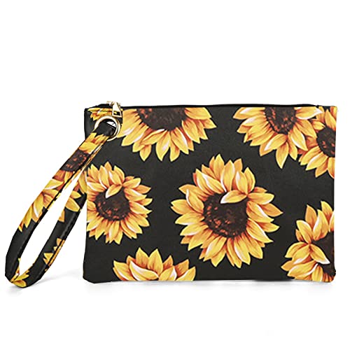 BEBIKR Unterarmtaschen für Damen, Leopardenmuster, Kuh, klein, groß, Sonnenblumen, Abendhandtasche, bedruckt, Clutch, Geldbörse, PU-Kosmetiktasche, 2 von BEBIKR