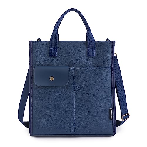 BEBIKR Unterarmtaschen für Damen, Mädchen, Damen, Handtasche, Canvas, Umhängetasche, Studenten, Einkaufstasche, Schultertasche für Arbeit, Reisen, Strand, blau von BEBIKR