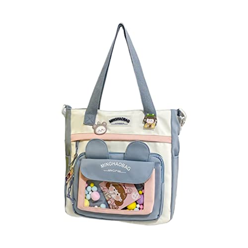 BEBIKR Unterarmtaschen für Damen, Mädchen, niedliche Umhängetasche, große Kapazität, Kuriertasche, Teenager, JK, Umhängetasche, Damen, Handtasche, Schüler, Schultasche, blau von BEBIKR