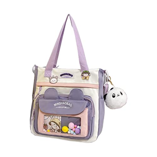 BEBIKR Unterarmtaschen für Damen, Mädchen, niedliche Umhängetasche, große Kapazität, Kuriertasche, Teenager, JK, Umhängetasche, Damen, Handtasche, Schüler, Schultasche, violett von BEBIKR