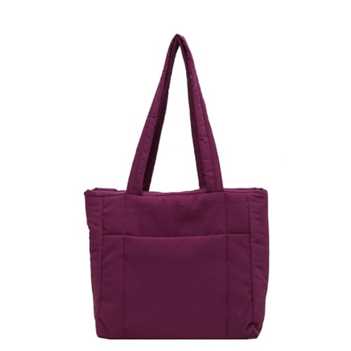 BEBIKR Unterarmtaschen für Damen, Nylon-Einkaufstasche, gesteppte Handtasche, einfarbig, vielseitige Schultertasche, Büchertasche für Damen und Mädchen, violett von BEBIKR
