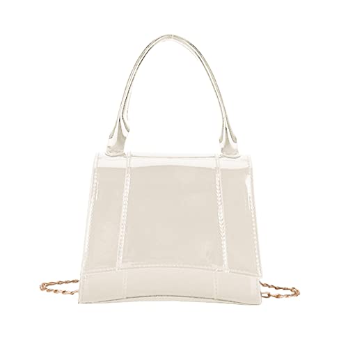 BEBIKR Unterarmtaschen für Damen, PU-Leder, Umhängetasche, lässige Handtasche, einfache Kuriertasche, modische Umhängetasche, einfarbige Kosmetiktasche, weiß von BEBIKR