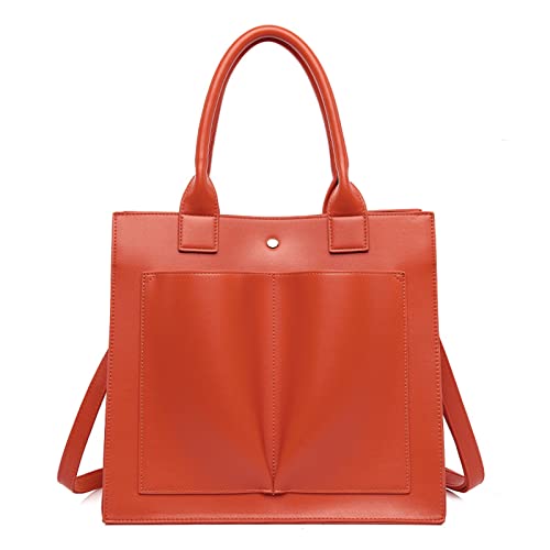 BEBIKR Unterarmtaschen für Damen, PU-Leder-Handtaschen, Top-Griff, Umhängetasche, Retro-Schultertaschen, große Kapazität, Tasche, Herbst, Winter, Crossbody-Tasche, Orange von BEBIKR