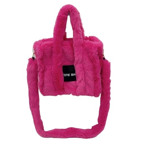 BEBIKR Unterarmtaschen für Damen, Plüsch-Umhängetasche, Damen-Handtasche, Dame, Herbst, Winter, Kuriertasche, große Kapazität, Crossbody-Tasche, Einkaufstasche, hot pink von BEBIKR