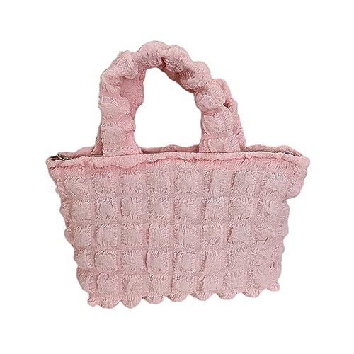 BEBIKR Unterarmtaschen für Damen, Segeltuch, Unterarmtasche für Mädchen, Frauen, plissiert, Wolken, Achseltasche, Reisetasche, einfarbig, Handtasche, gerüscht, rose von BEBIKR