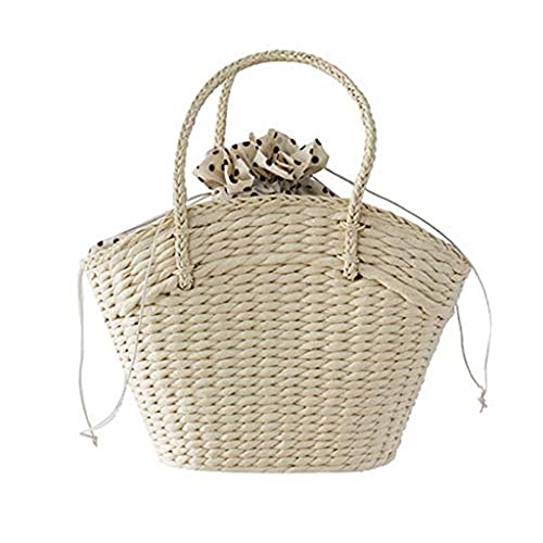 BEBIKR Unterarmtaschen für Damen, Sommer, lässig, Stroh, Retro, gewebte Handtasche, Sommer, Strand, große Kapazität, Schultertasche, Unterarmtaschen für Damen, beige von BEBIKR