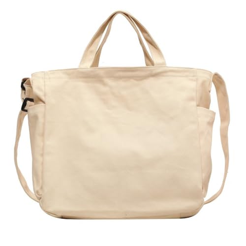 BEBIKR Unterarmtaschen für Damen, Umhängetasche, einfarbig, Canvas, Umhängetasche, Kuriertasche, Handtasche, vielseitige Einkaufstasche für Mädchen und Frauen, beige von BEBIKR