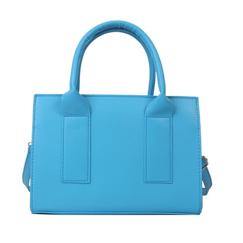 BEBIKR Unterarmtaschen für Damen, Umhängetasche, modische Handtasche, einfarbig, trendige Umhängetasche, kleine quadratische Tasche, vielseitig für Mädchen und Frauen, blau von BEBIKR