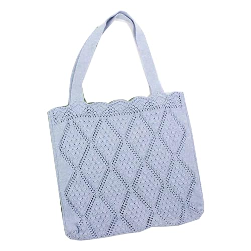 BEBIKR Unterarmtaschen für Damen, gehäkelte Schultertasche, Netz-Stricktasche, vielseitige große Kapazität, modische Handtasche für Mädchen, Frauen, trendige Tasche, blau von BEBIKR