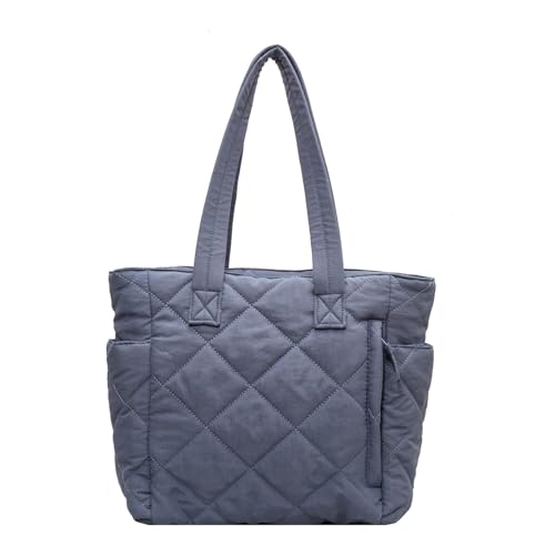 BEBIKR Unterarmtaschen für Damen, gesteppte Schultertasche, einfarbig, Puffertasche, großes Fassungsvermögen, Einkaufstasche, Handtasche für Mädchen, Damen, Nylon-Tasche, blau von BEBIKR