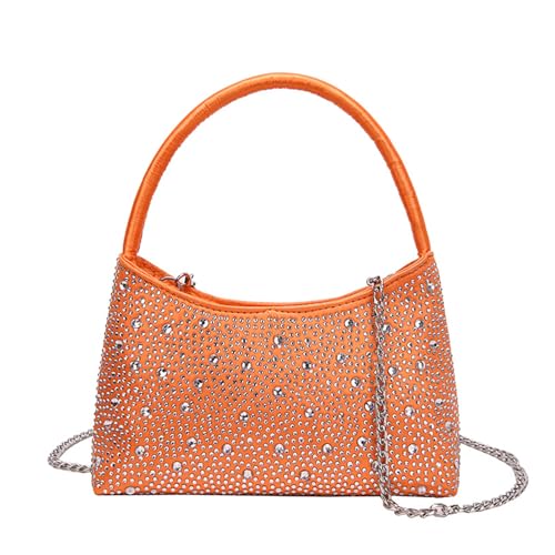 BEBIKR Unterarmtaschen für Damen, glitzernde Strasssteine, Crossbody-Tasche für Damen, elegante Clutch, Geldbörse, perfekt für Party, Brautnacht, Orange von BEBIKR