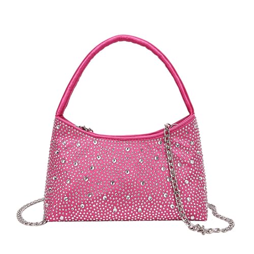 BEBIKR Unterarmtaschen für Damen, glitzernde Strasssteine, Crossbody-Tasche für Damen, elegante Clutch, Geldbörse, perfekt für Party, Brautnacht, hot pink von BEBIKR