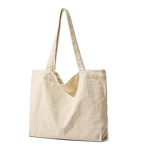 BEBIKR Unterarmtaschen für Damen, lässige Handtasche, vielseitige Canvas-Mode-Tasche, japanischer Stil, Schultertasche für Frauen und Mädchen, große Kapazität, beige von BEBIKR