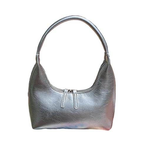 BEBIKR Unterarmtaschen für Damen, modische Make-up-Tasche, Achseltasche, PU-Leder, Schultertasche für Mädchen, Frauen, Tragetasche, Unterarmtasche, Reisehandtaschen, silber von BEBIKR