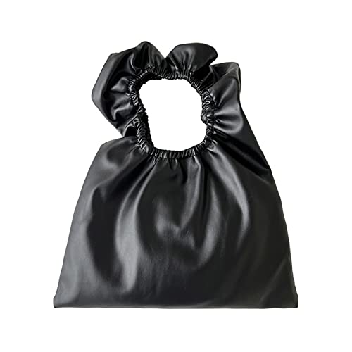 BEBIKR Unterarmtaschen für Damen, plissiert, Wolkentasche, minimalistisch, gerüscht, modische Handtaschen für Damen, Mädchen, PU-Leder, Hobo-Tasche, Schwarz von BEBIKR