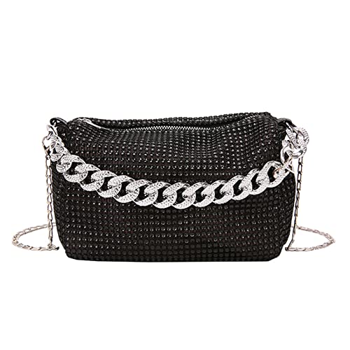 BEBIKR Unterarmtaschen für Damen, schöne Unterarmtasche Glitzer für Strass Crossbody Tasche Umhängetasche Abendtasche Handtasche für Maskeraden Party, Schwarz von BEBIKR