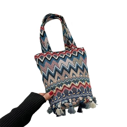 BEBIKR Unterarmtaschen für Damen, stilvolle Canvas-Sling-Tasche, große Kapazität, Eimertaschen, Schulterhandtasche für Damen und Herren, hellblau von BEBIKR