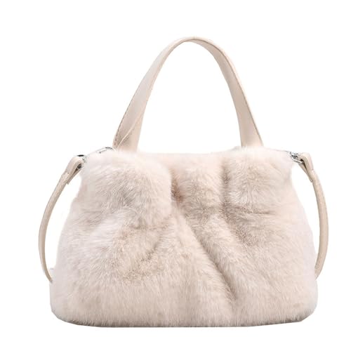 BEBIKR Unterarmtaschen für Damen, stilvolle und geräumige Umhängetasche, Plüsch-Schultertaschen, Handtasche für den täglichen Einkauf, Reisen und Verabredungen, beige von BEBIKR