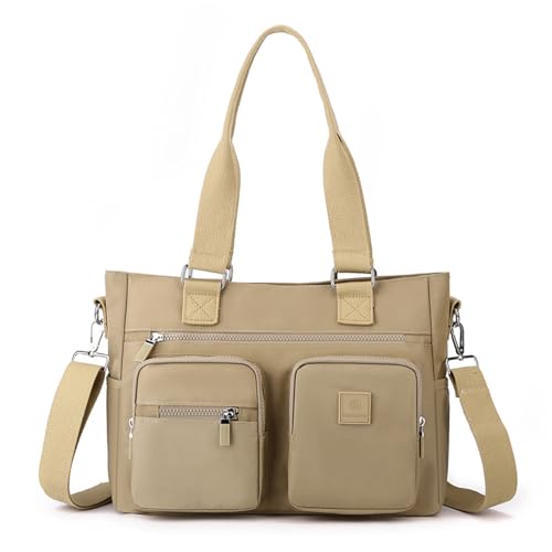 BEBIKR Unterarmtaschen für Damen, stilvolle und praktische große Kapazität, Nylontasche für Damen, Schultertasche, perfekt für Einkaufen, Reisen und Arbeit, khaki von BEBIKR