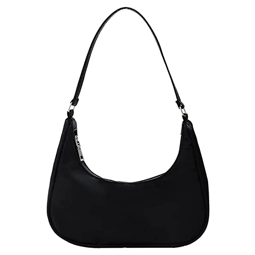 BEBIKR Unterarmtaschen für Damen, süße Hobo-Handtasche, Geldbörse für Damen, kleine Nylon-Umhängetasche, Mini-Clutch, Schwarz von BEBIKR