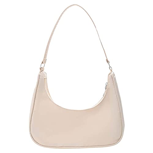 BEBIKR Unterarmtaschen für Damen, süße Hobo-Handtasche, Geldbörse für Damen, kleine Nylon-Umhängetasche, Mini-Clutch, beige von BEBIKR