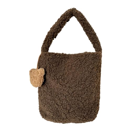 BEBIKR Unterarmtaschen für Damen, süße Umhängetasche, modische Tasche, einfarbig, Tragegriff oben, Handtasche, Mädchen, große Kapazität, Einkaufstasche, coffee von BEBIKR