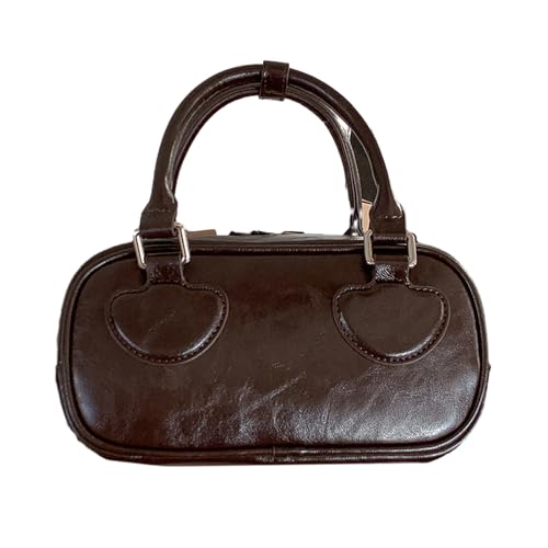 BEBIKR Unterarmtaschen für Damen, trendige Farbblock-PU-Handtasche mit geräumigem Innenraum, stilvolle Patchwork-Handtasche, auffälliges Geschenk für Frauen und Mädchen, coffee von BEBIKR