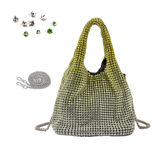 BEBIKR Unterarmtaschen für Damen, volle Strasssteine, Mini-Tasche für Damen, glitzernde Geldbörse, Kristalle, Clutch, Eimer, Handtaschen für Party, Abschlussball, Hochzeit, Schnelle Vergilbung von BEBIKR