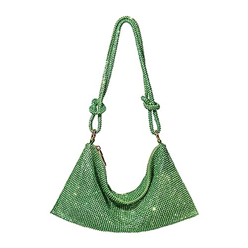 BEBIKR Unterarmtaschen für Damen, zarte Umhängetasche aus Netzstoff für Strass, Unterarmtasche, Clutch, Geldbörse, Handtasche, Abendtasche, Zubehör für Valentinstag, grün von BEBIKR