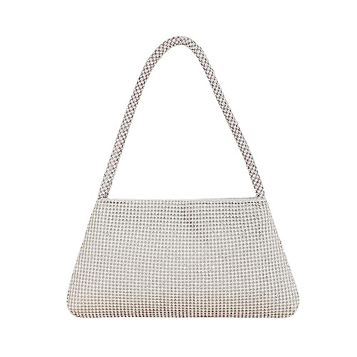 BEBIKR Unterarmtaschen für Frauen, exquisite Abendtasche, Clutch, Geldbörse, Kristall, Unterarm-Umhängetasche, Handtasche für Frauen, Mädchen, Familienmitglieder, silber von BEBIKR