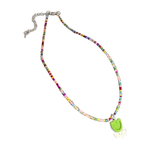 Böhmische Perlen-Halskette, Sommer-Reisperlen-Blumen-Halskette, Hawaii-Strand-Halskette, Schmuck, geeignet für Damen und Mädchen, Sonstige von BEBIKR