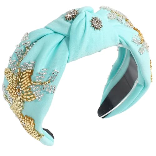 Geknotetes Turban Stirnband Für Frauen Rutschfestes Frühlingshaarband Mit Strasssteinen Besetzte Stirnbänder Für Mädchen Haarstyling Breites Stirnband von BEBIKR