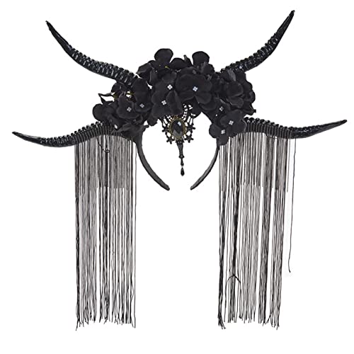 Haarband für Damen, Antilopen-Haarband, Halloween, Horn, Teufelshörner, Stirnband, Gothic-Stirnband, Gothic-Kopfbedeckung, Tag der Toten von BEBIKR