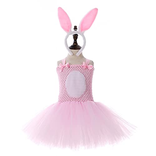 Haarband für Damen, Baby, Mädchen, Ostern, Hasenschwanz, rosa Neckholder, Tutu-Kleid mit Ohren, Stirnband von BEBIKR