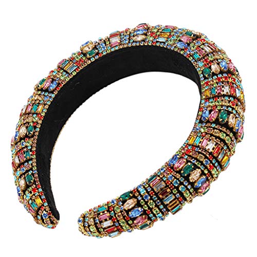 Haarband für Damen, Barock-Boho-Schmuck, Stirnband, bunt, Kunstkristall, für Strass, gepolstertes Haar, H von BEBIKR