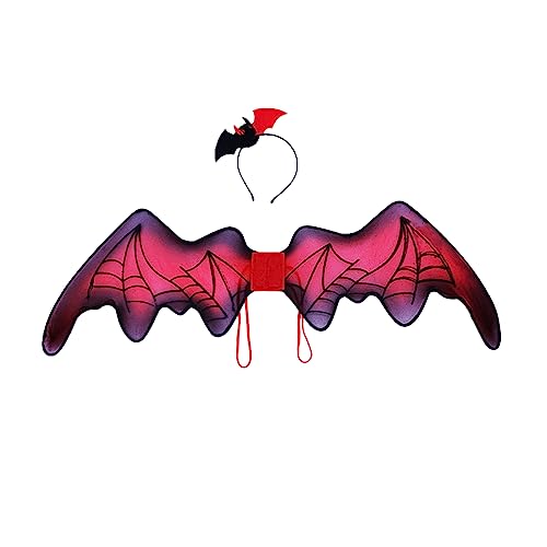 Haarband für Damen, Fledermausflügel mit Stirnband und Zauberstab, Halloween-Fledermaus-Kostüm-Set, Fledermaus-Kostüm, Geburtstagsparty, Gastgeschenke für Kinder und Erwachsene von BEBIKR