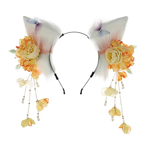 Haarband für Damen, Frühling, Sommer, Ohrform, Haarreif mit Blumendekor, Haarhalter, Cosplay, Party, Kopfbedeckung für Jugendliche und Erwachsene von BEBIKR