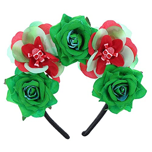 Haarband für Damen, Gothic-Blumenkronen für Damen, Gothic-Totenkopf-Stirnband, Halloween-Haarband, Gothic-Blumen-Haarband, Tag der Toten von BEBIKR