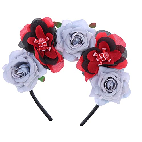 Haarband für Damen, Gothic-Blumenkronen für Damen, Gothic-Totenkopf-Stirnband, Halloween-Haarband, Gothic-Blumen-Haarband, Tag der Toten von BEBIKR