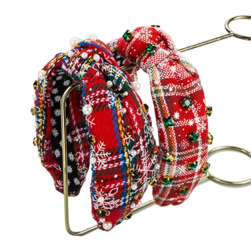 Haarband für Damen, Knoten, breite Krempe, Weihnachts-Stirnband, farblich passende Perlen, Strass, verziert, Yoga, Sport, Weihnachten, Stirnband für Damen von BEBIKR