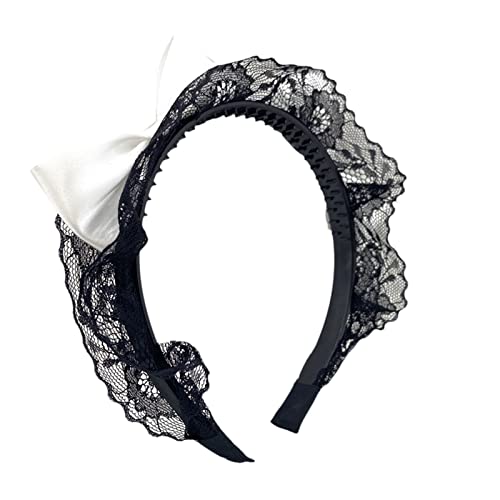 Haarband für Damen, Mädchen, Cosplay, Gothic-Stirnband mit schwarzer Spitze und niedlichen Schleifen, Haarschmuck für Party, Show von BEBIKR