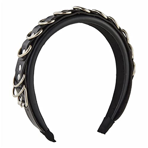 Haarband für Damen, PU-Leder, Gothic-Stil, Tiaras, Lederschnalle, Stirnband, Rock-Stirnband, Punk-Stirnband, Steampunk, PU-Leder-Kopfschmuck von BEBIKR