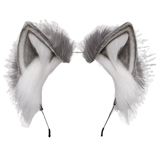 Haarband für Damen, Plüsch-Haarreifen für Katzenohren, Kopfbedeckung, pelziges Haarband, niedlicher Kopfschmuck, Anime, Kitty, Kostüm, Cosplay-Zubehör von BEBIKR