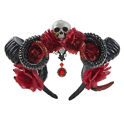 Haarband für Damen, Schafshorn, Antilope, Stirnband, Halloween, Horn, Teufelshörner, Stirnband, Totenkopf-Stirnband, Tag der Toten von BEBIKR