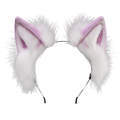 Haarband für Damen, Stirnbänder, pelziges Tier für Katzenohren, Kopfbedeckung, Haarreif, Cosplay, Kopfschmuck für Halloween, Partyzubehör von BEBIKR