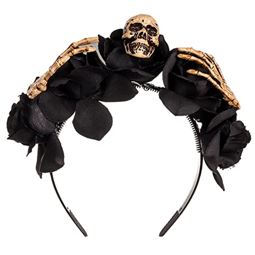 Haarband für Damen, Totenkopf-Stirnband, Rosenkrone, Haarband, Tag der Toten, Stirnband, Halloween, Diademe und Kronen, Blumenstirnband von BEBIKR