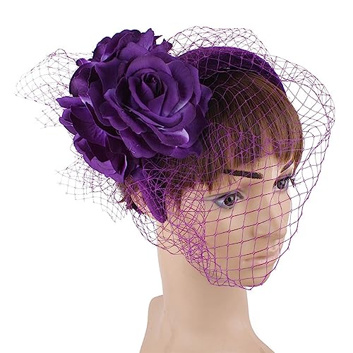 Haarband für Damen, Vintage-Fascinator, exquisite Rose für Teeparty, Hochzeit, Kostüm, Pillbox, Hut, Dame, Kopfbedeckung für Beerdigung/Hochzeit von BEBIKR