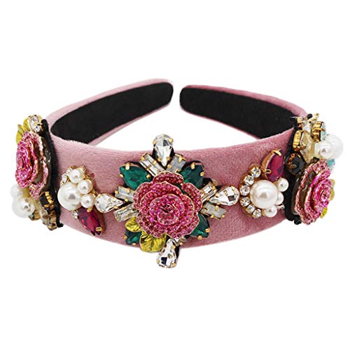 Haarband für Damen, Western-Barock-Bandana, voller Schmuck für Strass, Rose, Blumen, Blätter, Abschlussball von BEBIKR